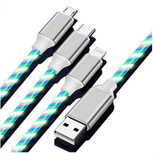 LED USB 3 in 1 Cable white