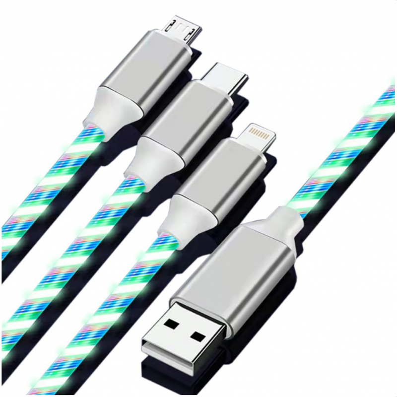 LED USB 3 in 1 Cable white